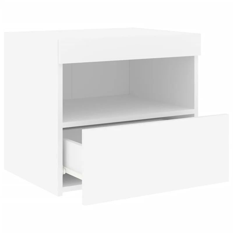 Table de chevet avec lumières LED avec tiroir 50 x 40 x 45 cm bois d'ingénierie blanc DEC033170