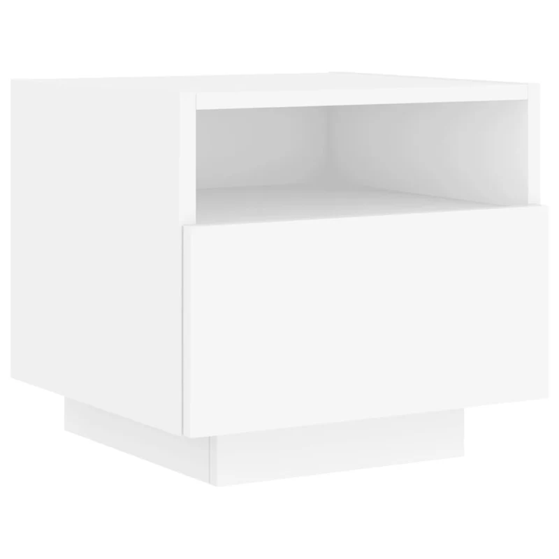 Table de chevet avec lumières LED avec tiroir 40 x 39 x 37 cm bois d'ingénierie blanc DEC033169