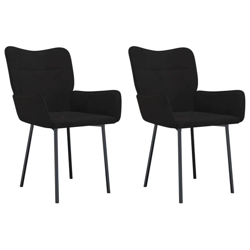 Set de 2 chaises de salle à manger desing simple en tissu velours noir pieds en métal DEC025566