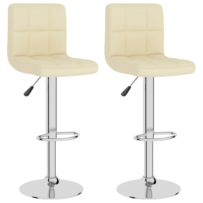 Lot de 2 tabourets de bar chaises hautes hauteur réglable en tissu crème et acier DEC029662
