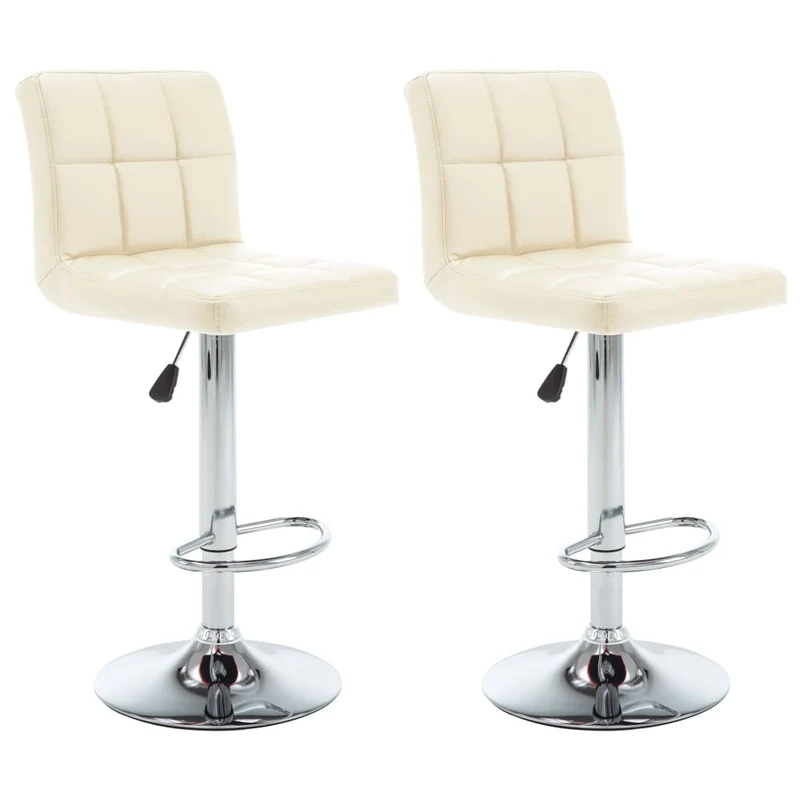 Lot de 2 tabourets de bar chaises hautes avec repose-pieds en PVC crème DEC029653
