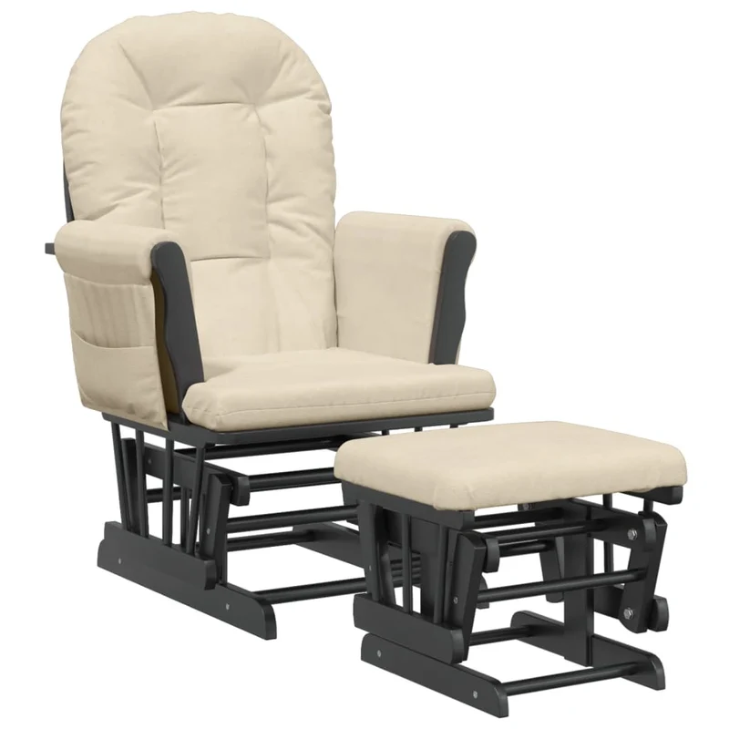 Fauteuil de relaxation chaise berçante d'allaitement avec repose-pieds en tissu crème DEC028733