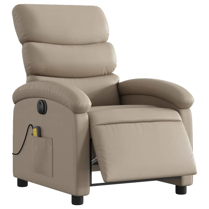 Fauteuil de relaxation TV fonction massage inclinable électrique en PVC cappuccino DEC027133
