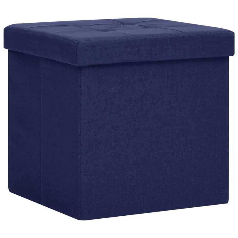 Tabouret assise pouf de rangement 38 x 38 x 38 cm pliable en tissu bleu DEC026344