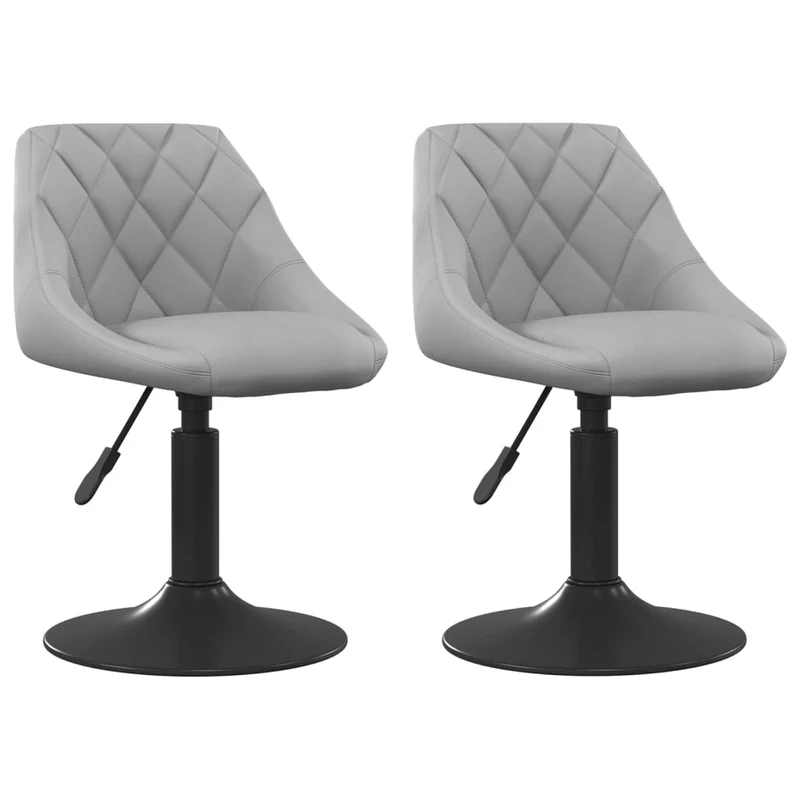 Lot de 2 chaises de salle à manger siège pivotant hauteur réglable en velours gris clair et acier DEC025244