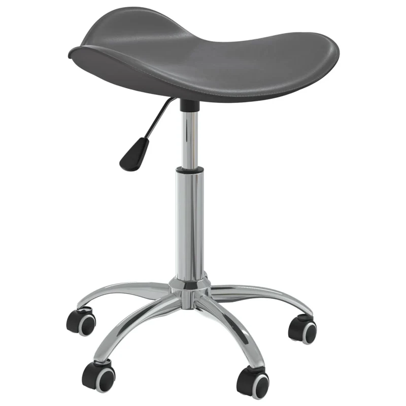 Tabouret de travail sur roulettes hauteur réglable en PVC gris et acier DEC025094
