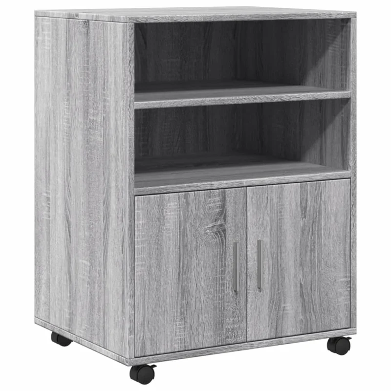 Meuble de bureau sur roulettes armoire de rangement bureau 60 x 48 x 81 cm bois d'ingénierie gris DEC024497