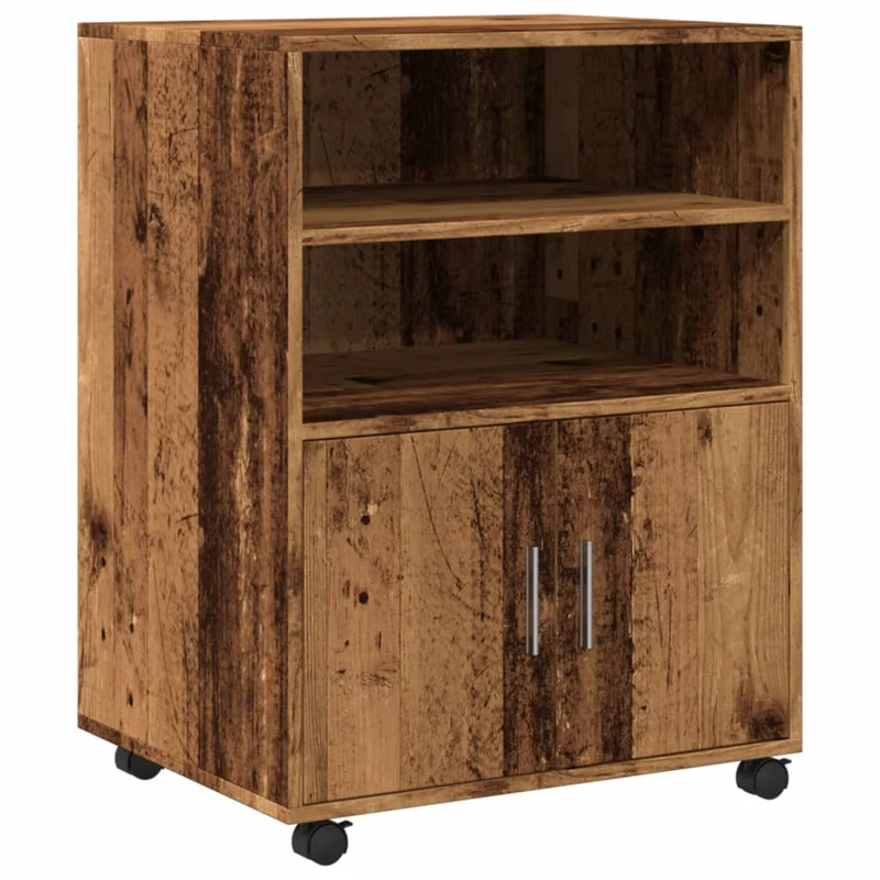 Meuble de bureau sur roulettes meuble d'appoint 60 x 48 x 81 cm bois d'ingénierie marron DEC024498