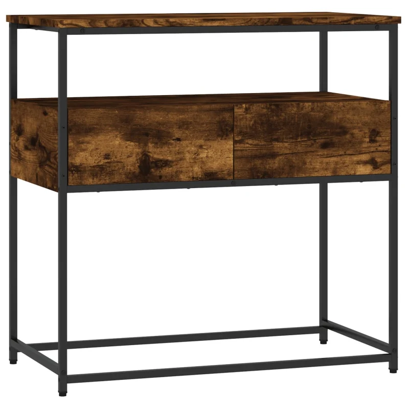 Table console d'entrée fonctionnel et stylé avec tiroirs 75 x 40 x 75 cm bois d'ingénierie marron et métal DEC031816