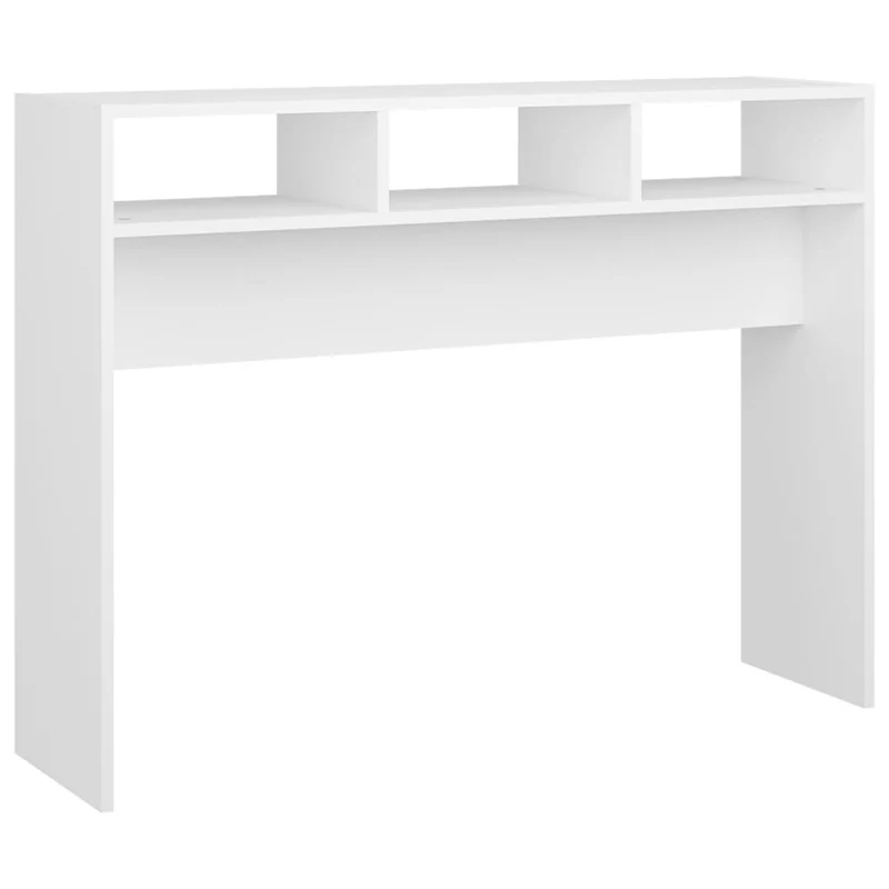 Table console d'entrée fonctionnel et stylé avec compartiments de rangement 105 x 30 x 80 cm bois d'ingénierie blanc DEC031686