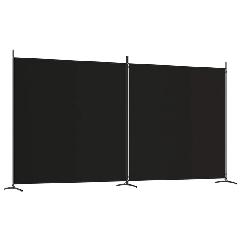 Séparateur de pièce cloison 2 panneau 348 x 180 cm tissu noir et fer DEC030714