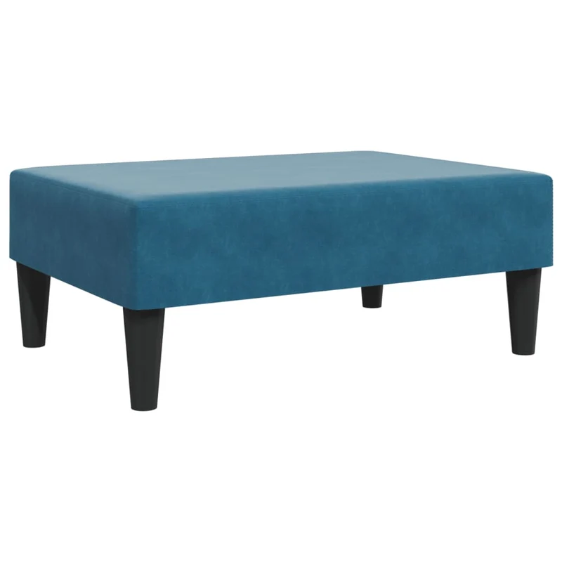Repose-pieds tabouret 77 x 55 x 31 cm velours bleu contreplaqué et plastique DEC030089
