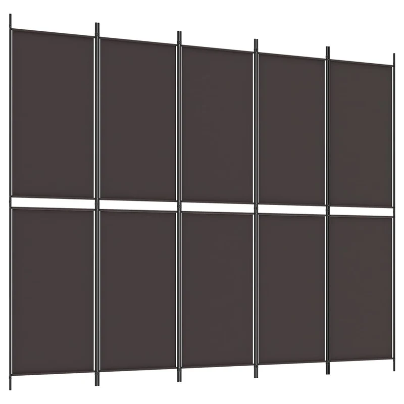 Paravent séparateur de pièce cloison 5 panneaux 250 x 200 cm tissu marron et fer DEC030982