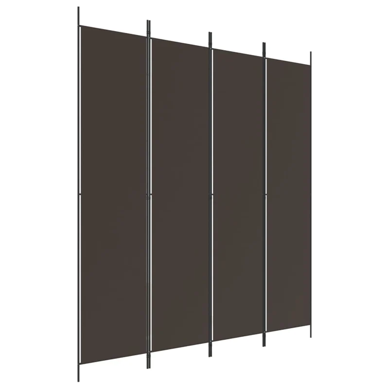 Paravent séparateur de pièce cloison 4 panneaux 200 x 220 cm tissu brun et fer DEC030876