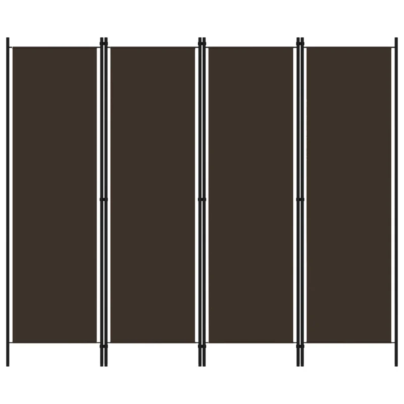Paravent séparateur de pièce cloison 4 panneaux 200 x 180 cm en tissu marron et fer DEC030873