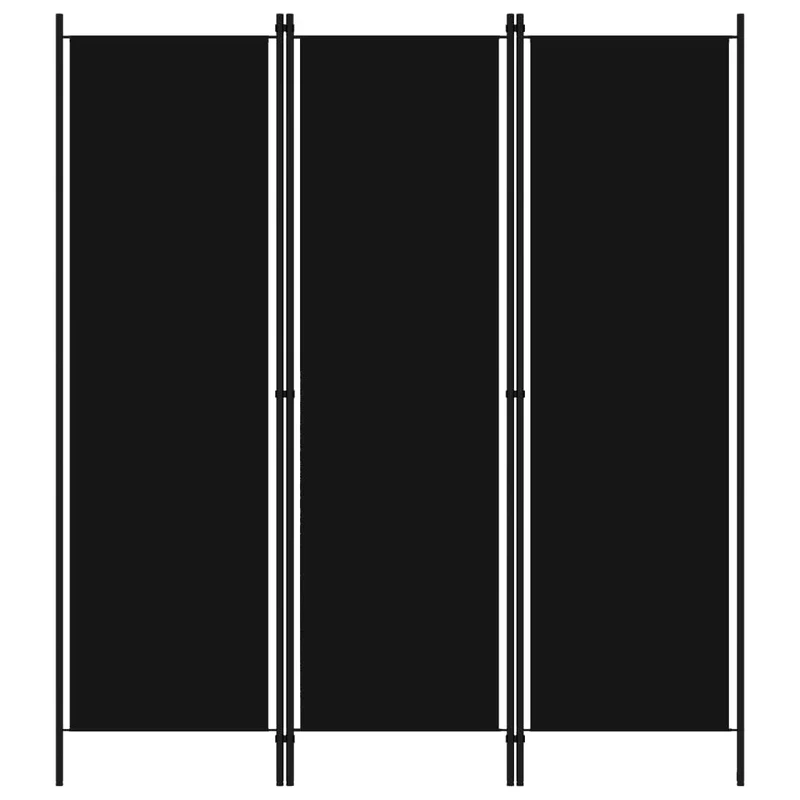 Paravent séparateur de pièce cloison 3 panneaux 150 x 180 cm en tissu noir et fer DEC030798