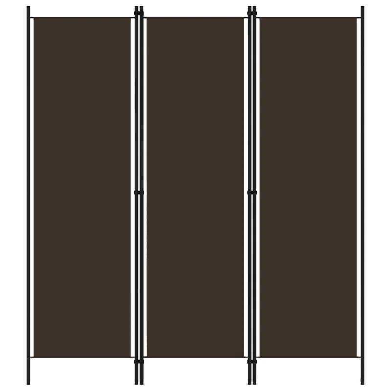 Paravent séparateur de pièce cloison 3 panneaux 150 x 180 cm en tissu marron et fer DEC030775