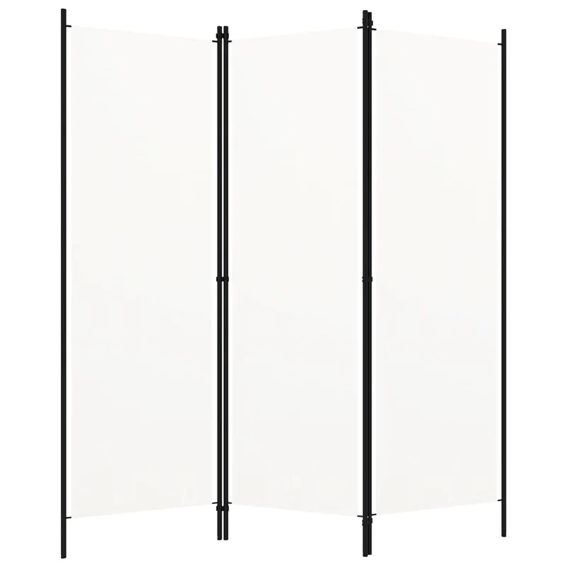 Paravent séparateur de pièce cloison 3 panneaux 150 x 180 cm en tissu blanc et fer DEC030738