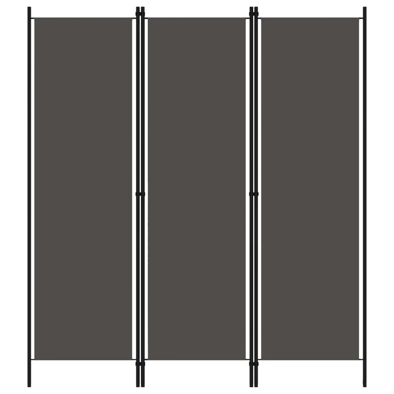 Paravent séparateur de pièce cloison 3 panneaux 150 x 180 cm en tissu anthracite et fer DEC030722