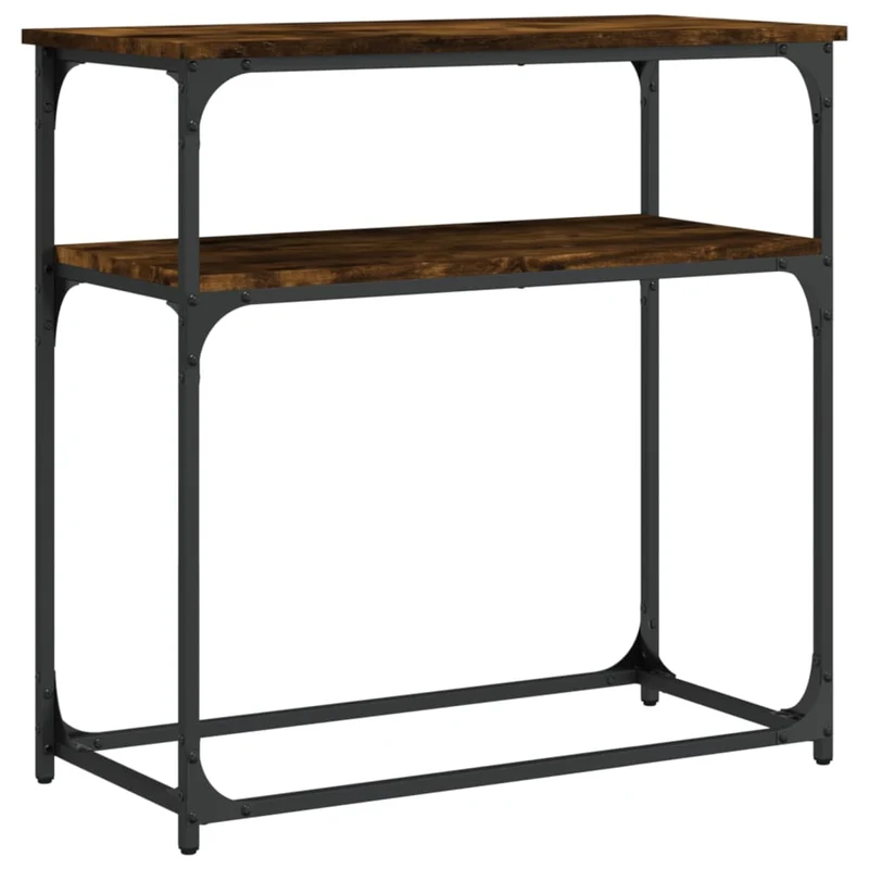 Table d'appoint console pratique avec étagères pour une entrée organisée 75 x 35,5 x 75 cm bois d'ingénierie marron et métal DEC031815