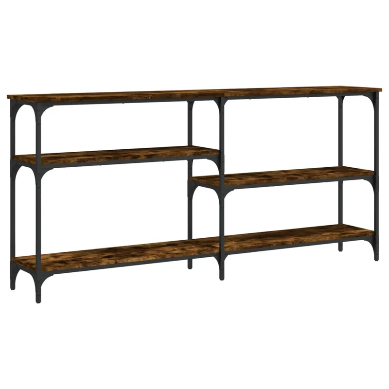 Table d'appoint console pratique avec étagères pour une entrée organisée 160 x 29 x 75 cm bois d'ingénierie marron et métal DEC031789