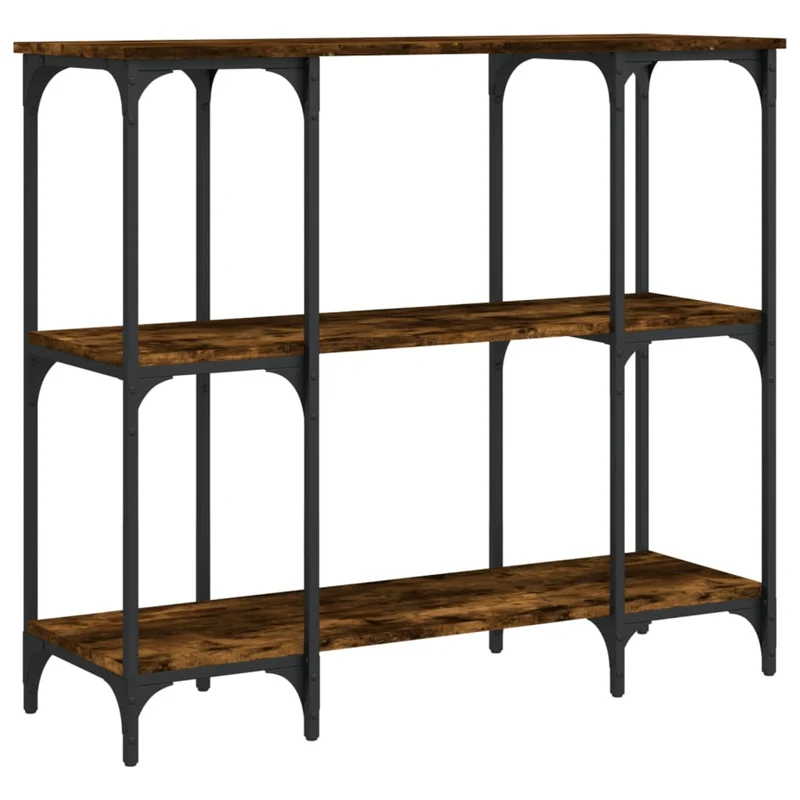 Table d'appoint console pratique avec étagères pour une entrée organisée 102 x 35 x 90 cm bois d'ingénierie marron et métal DEC031780