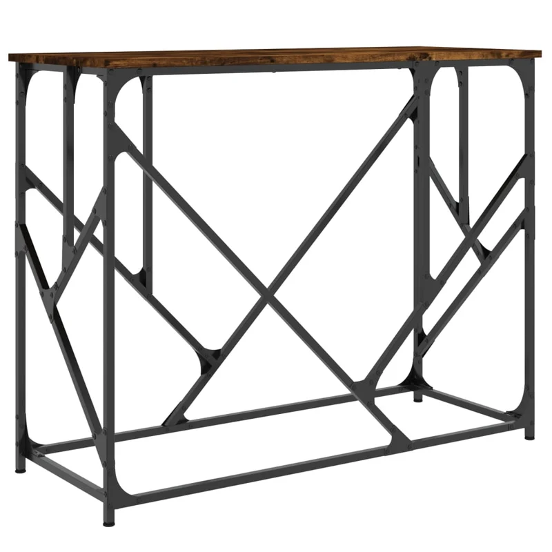 Table d'appoint console pratique pour une entrée organisée 100 x 40 x 80 cm bois d'ingénierie marron et métal DEC031775