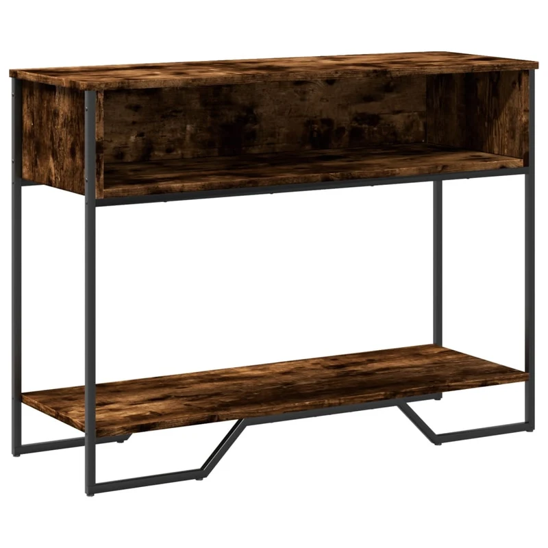 Table d'appoint console pratique avec compartiments pour une entrée organisée 100 x 35 x 74,5 cm bois d'ingénierie marron et métal DEC031769