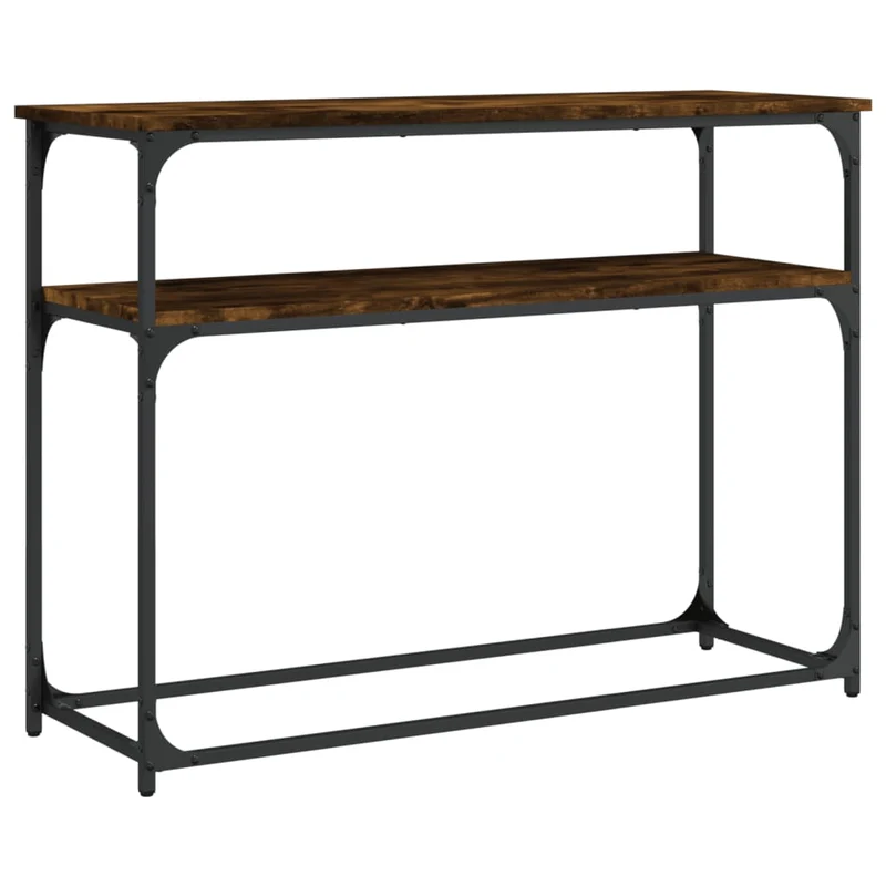 Table d'appoint console pratique avec étagères pour une entrée organisée 100 x 35,5 x 75 cm bois d'ingénierie marron et métal DEC031766