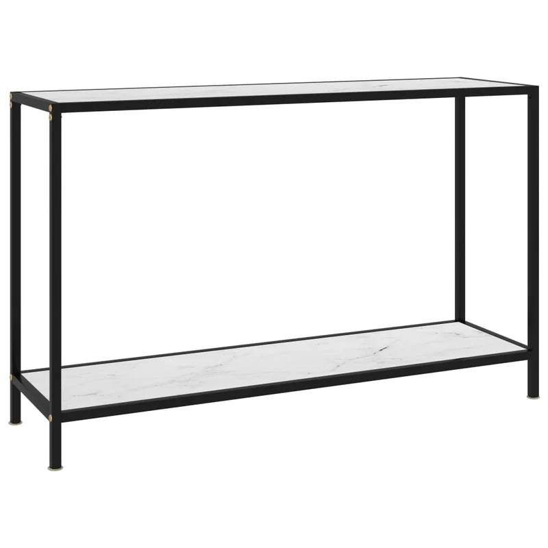 Table d'appoint console pratique pour une entrée organisée 120 x 35 x 75 cm verre trempé blanc et acier DEC031700