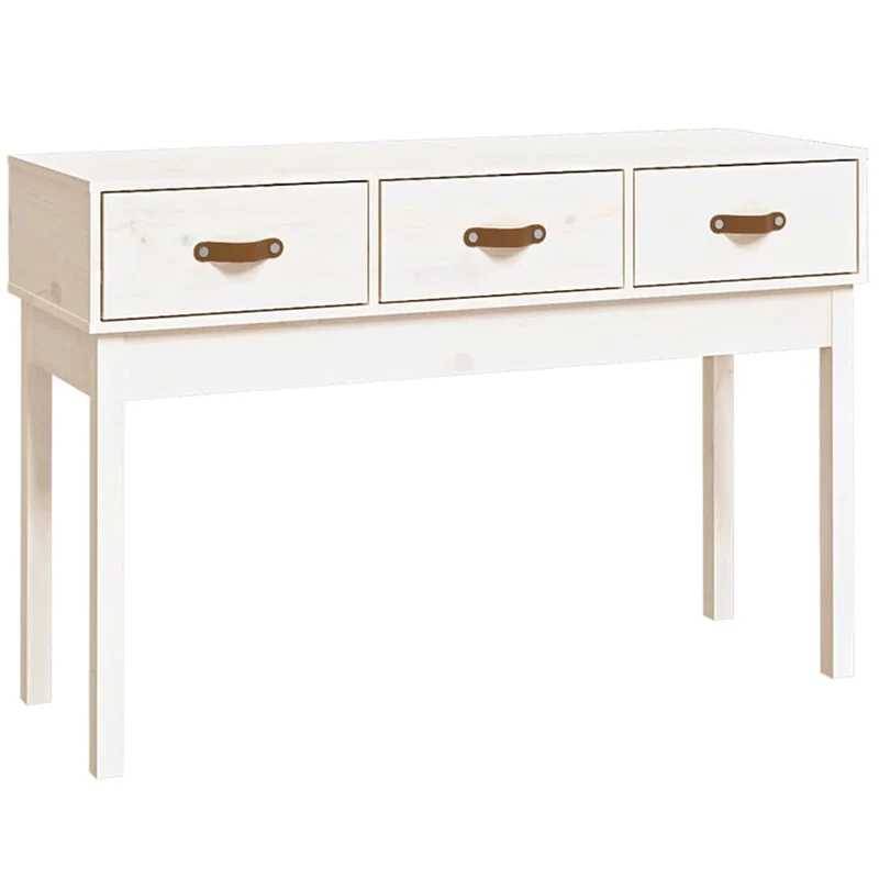Table d'appoint console pratique avec tiroirs pour une entrée organisée 114 x 40 x 75 cm bois de pin blanc DEC031696