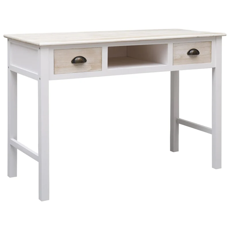 Table d'appoint console pratique avec tiroirs pour une entrée organisée 110 x 45 x 76 cm bois marron et blanc DEC031535