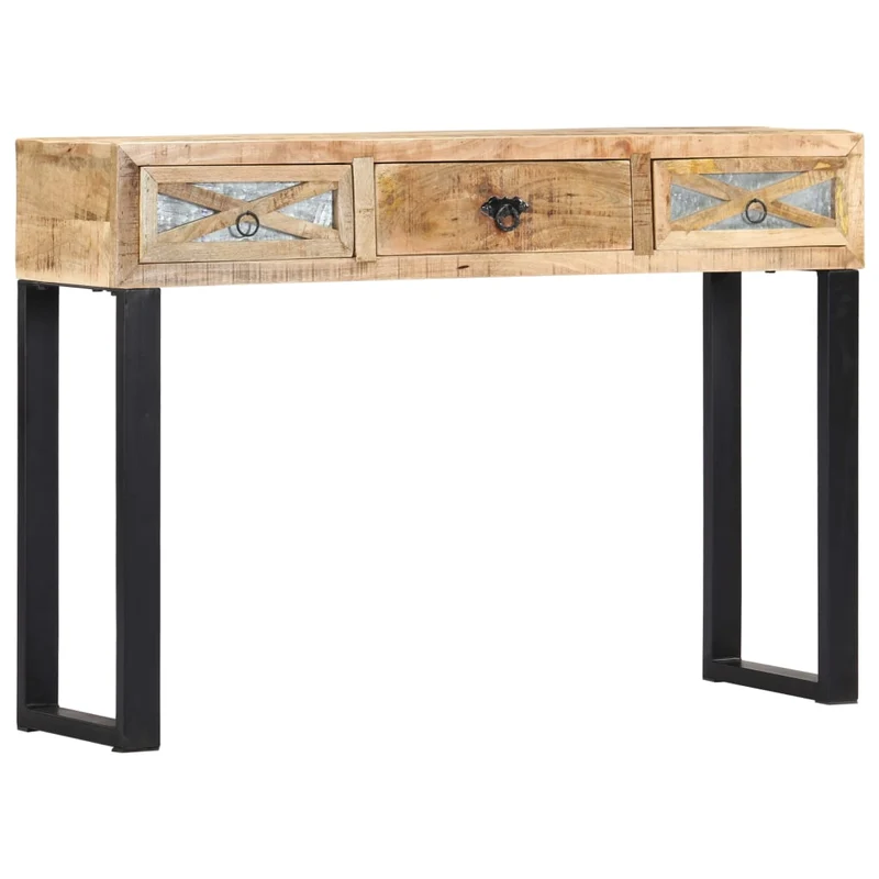 Table d'appoint console pratique avec tiroirs pour une entrée organisée 110 x 30 x 76 cm bois de manguier massif brun DEC031502