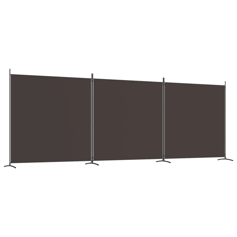 Séparateur de pièce cloison 3 panneaux 525 x 180 cm tissu marron et fer DEC030778