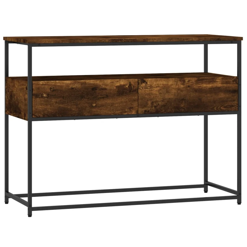 Table d'appoint console pratique avec tiroirs pour une entrée organisée 100 x 40 x 75 cm bois d'ingénierie marron et métal DEC031774