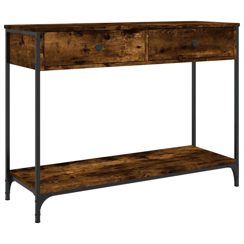 Table d'appoint console avec tiroirs pratique pour une entrée organisée 100 x 34,5 x 75 cm bois d'ingénierie brun DEC031764