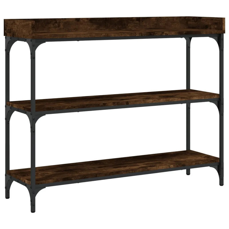 Table d'appoint console pratique avec étagères pour une entrée organisée 100 x 30 x 80 cm bois d'ingénierie marron et métal DEC031657