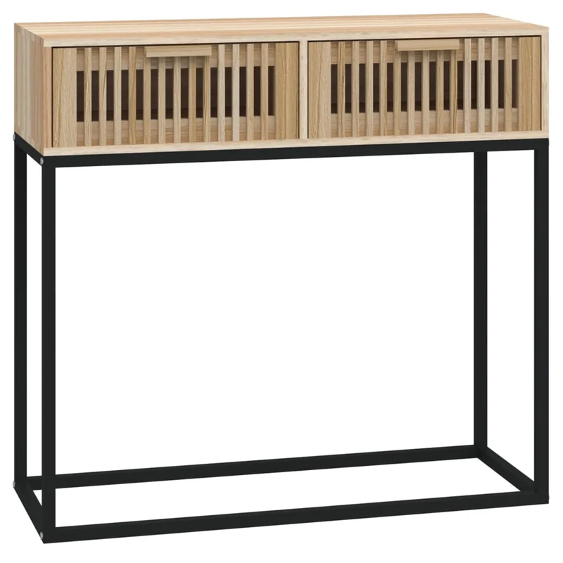 Table d'appoint console pratique avec tiroirs de rangement 80 x 30 x 75 cm bois d'ingénierie et fer DEC031573