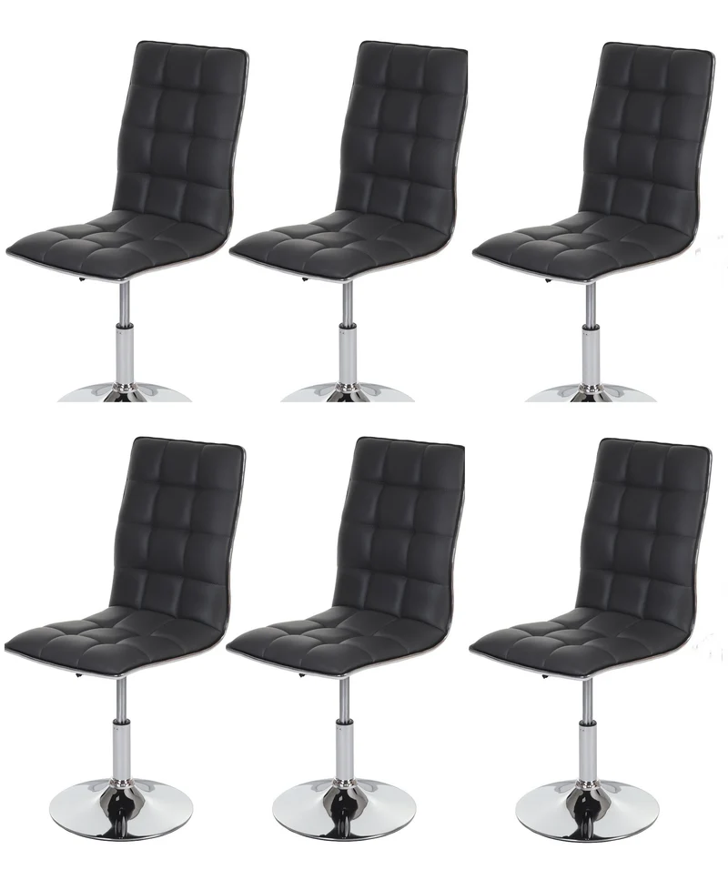 Lot de 6 chaises de salle à manger hauteur réglable en synthétique gris CDS04292