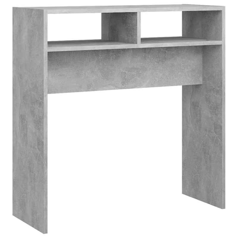 Meuble d'entrée table console design élégant avec compartiments 78 x 30 x 80 cm bois d'ingénierie couleur gris béton DEC032016