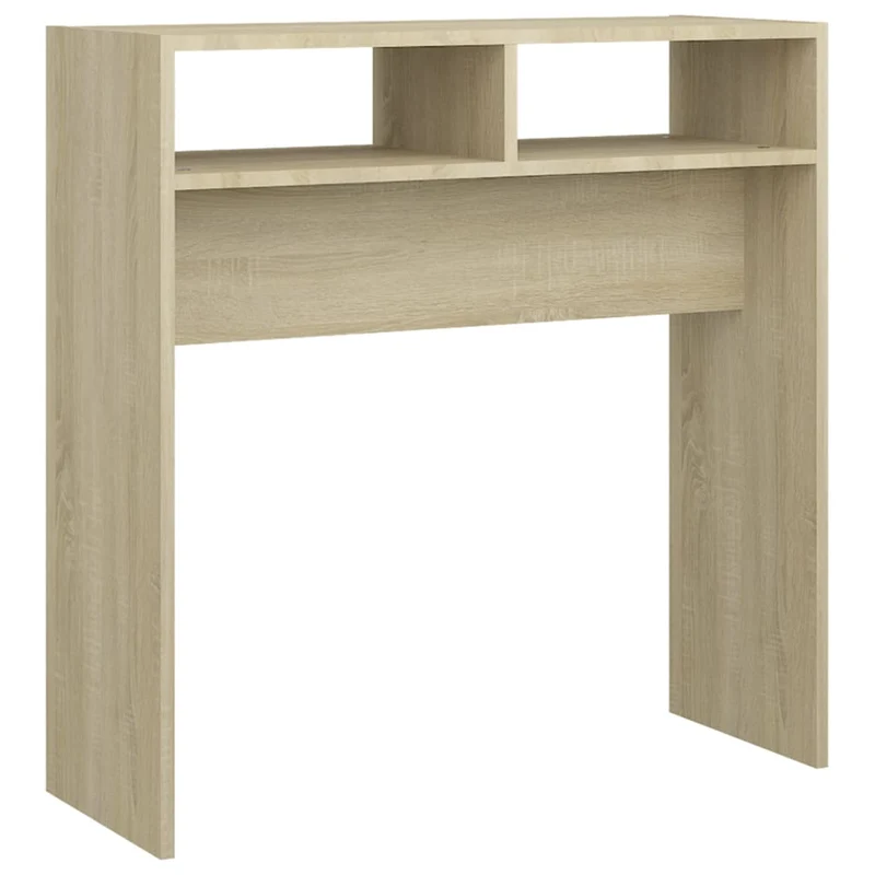 Meuble d'entrée table console design élégant avec compartiments rangement 78 x 30 x 80 cm bois d'ingénierie marron DEC031961