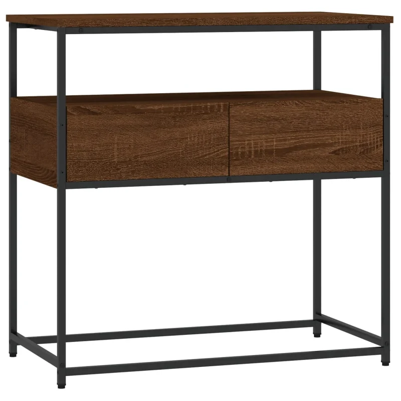 Meuble d'entrée table console design élégant avec tiroirs 75 x 40 x 75 cm bois d'ingénierie marron et métal DEC031889