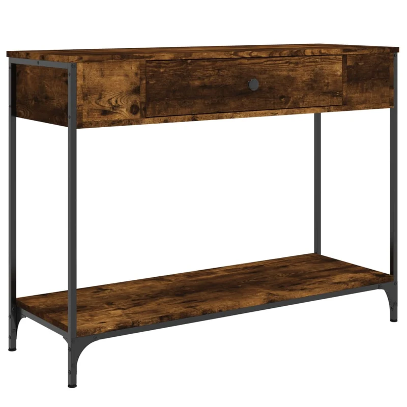 Meuble d'entrée table console design élégant avec tiroirs 100 x 34,5 x 75 cm bois d'ingénierie marron et métal DEC031763