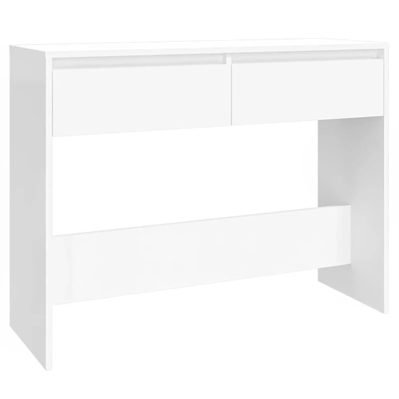 Meuble d'entrée table console design élégant avec tiroirs 100 x 35 x 76,5 cm bois d'ingénierie blanc DEC031680