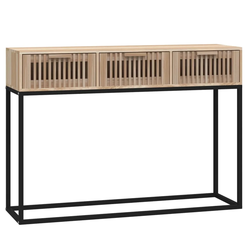 Meuble d'entrée table console design élégant avec tiroirs 105 x 30 x 75 cm bois d'ingénierie marron et fer DEC031501