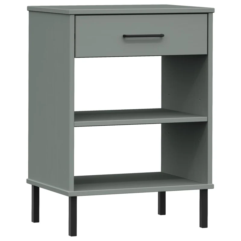 Meuble d'appoint armoire console avec tiroir pieds en métal et bois pin gris DEC031371