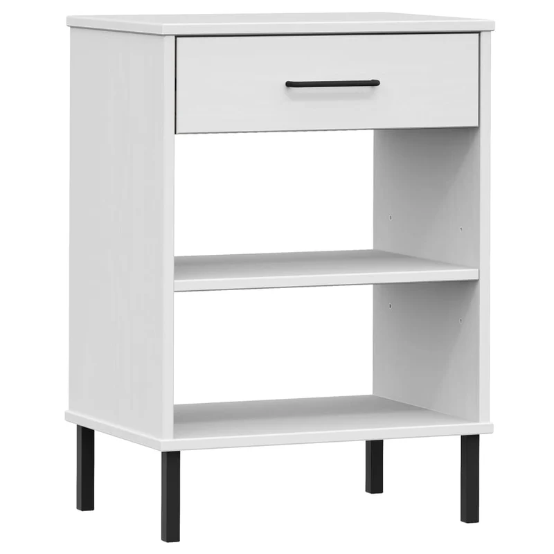 Armoire console avec tiroir et deux compartiments avec pieds en métal et bois de pin blanc DEC031369