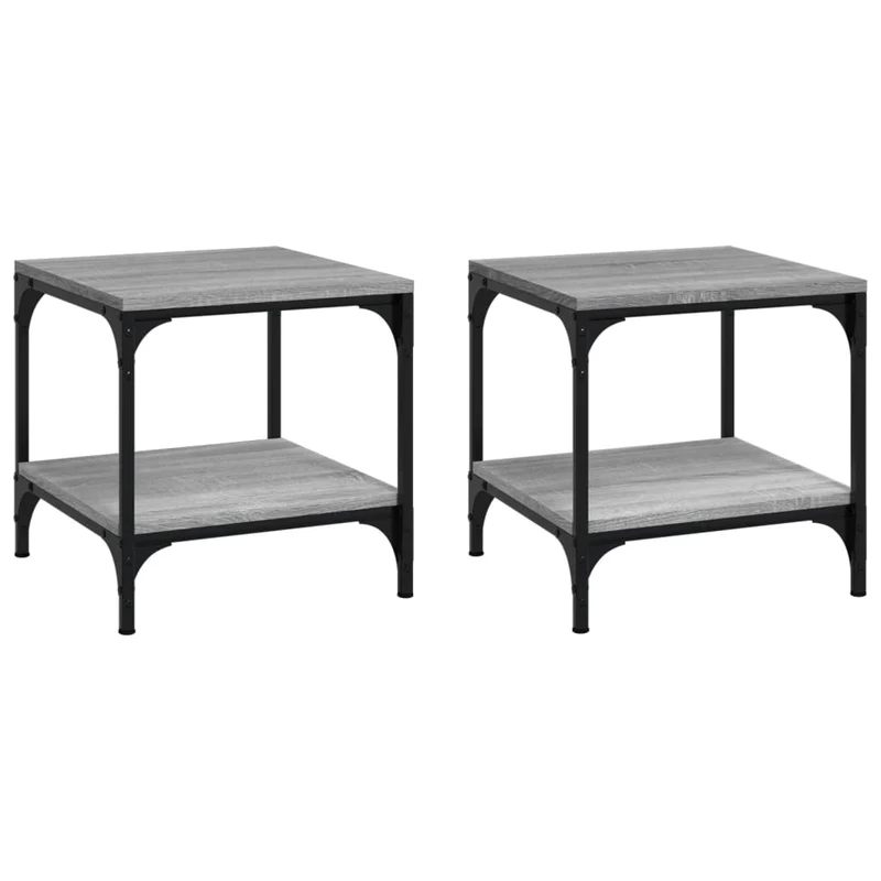 Lot de 2 tables d'appoint 40 x 40 x 40 cm bois d'ingénierie gris DEC031317