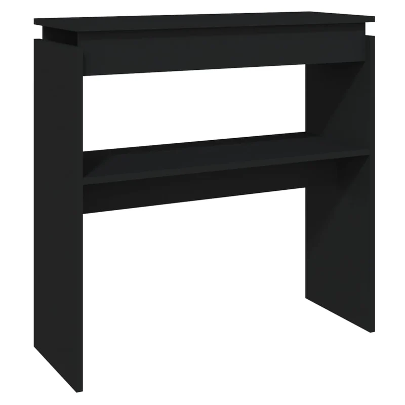 Table console d'entrée fonctionnel et stylé avec étagère 80 x 30 x 80 cm aggloméré noir DEC032166