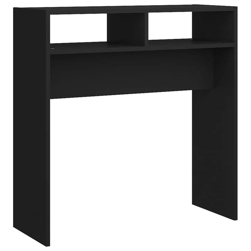 Table console d'entrée pratique table d'appoint 78 x 30 x 80 cm bois d'ingénierie noir DEC032162